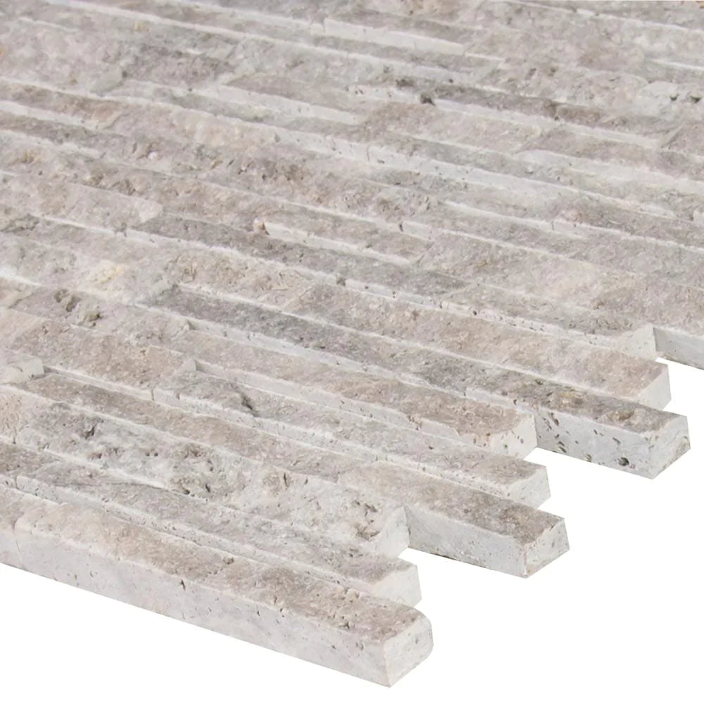 MSI silver travertine splitface interlocking mosaic tile pattern SMOT SILTRA SF10MM.