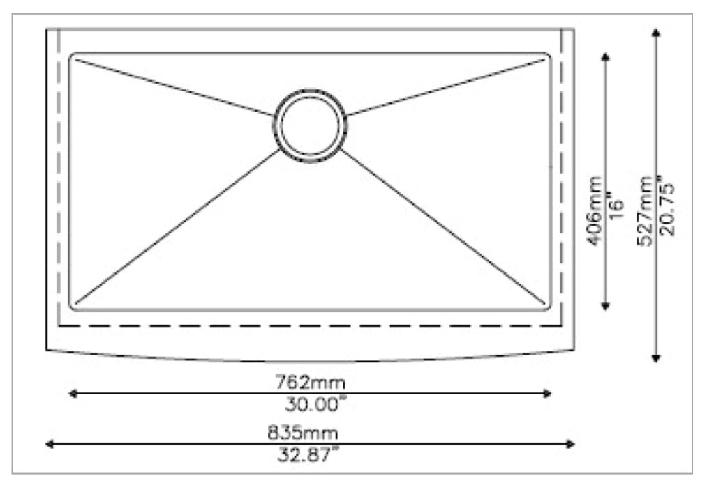 MSI singlebowl hand crafted stainless steel farmhouse sink SIN 16 SINBWL WEL 3321FSAF draw