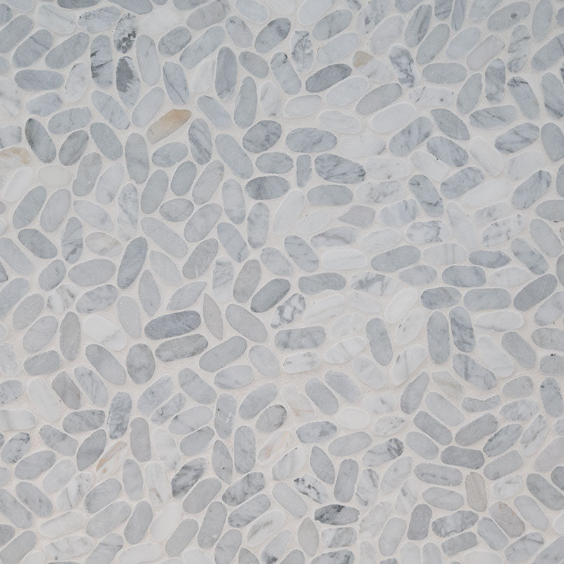 MSI Sliced Carrara White Pebbles Tumbled Marble Mosaic Tile 11.81"x11.81" - Rio Lago Collection