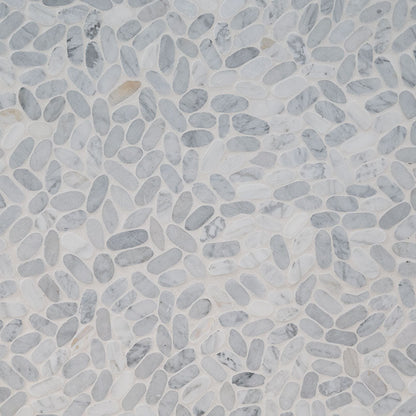 MSI Sliced Carrara White Pebbles Tumbled Marble Mosaic Tile 11.81"x11.81" - Rio Lago Collection