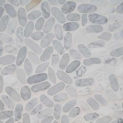 MSI Sliced Carrara White Pebbles Tumbled Marble Mosaic Tile 11.81"x11.81" - Rio Lago Collection