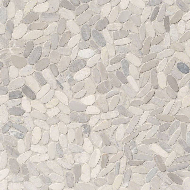 MSI Sliced Truffle Pebbles Tumbled Marble Mosaic Tile 12"x12" - Rio Lago Collection