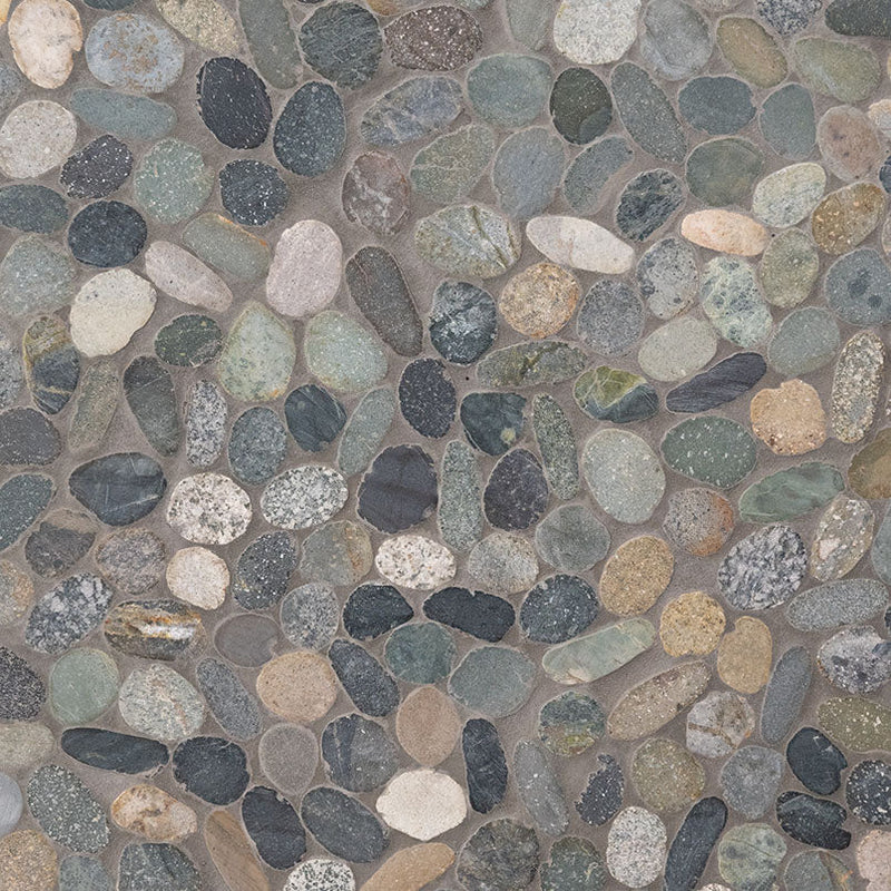 MSI Sliced Rainforest Pebbles Tumbled Marble Mosaic Tile 11.81"x11.81" - Rio Lago Collection