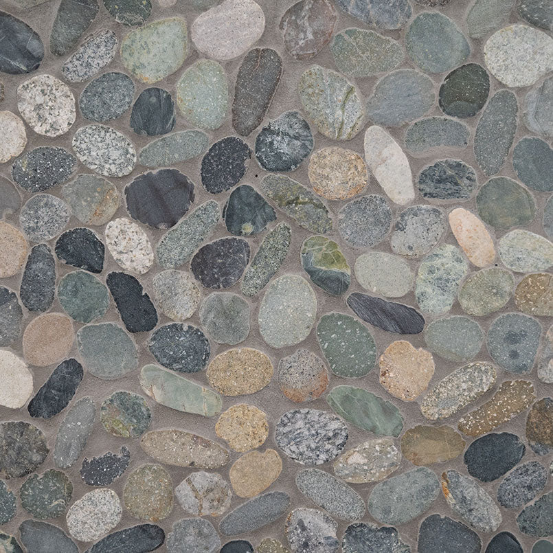 MSI Sliced Rainforest Pebbles Tumbled Marble Mosaic Tile 11.81"x11.81" - Rio Lago Collection