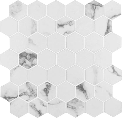 MSI Statuario Hexagon Mosaic Porcelain Wall and Floor Tile 2"x2" - Pietra Collection