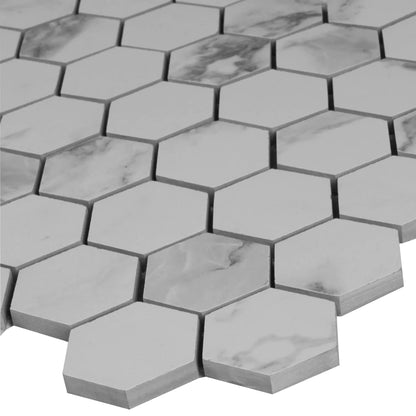 MSI Statuario Hexagon Mosaic Porcelain Wall and Floor Tile 2"x2" - Pietra Collection