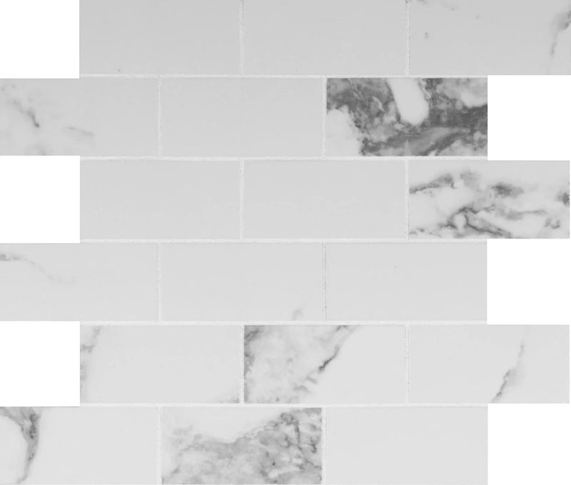 MSI Statuario Porcelain Mosaic Wall and Floor Tile 2"x4" - Pietra Collection