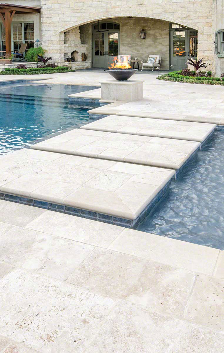 MSI Tuscany Beige Brushed Travertine Pool Coping 16"x24"x2"