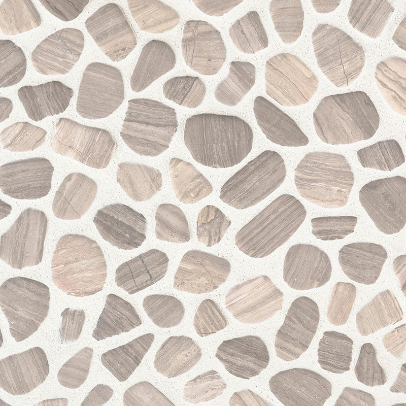 MSI White Oak Pebbles Tumbled Marble Mosaic Tile 11.42"x11.42" - Rio Lago Collection
