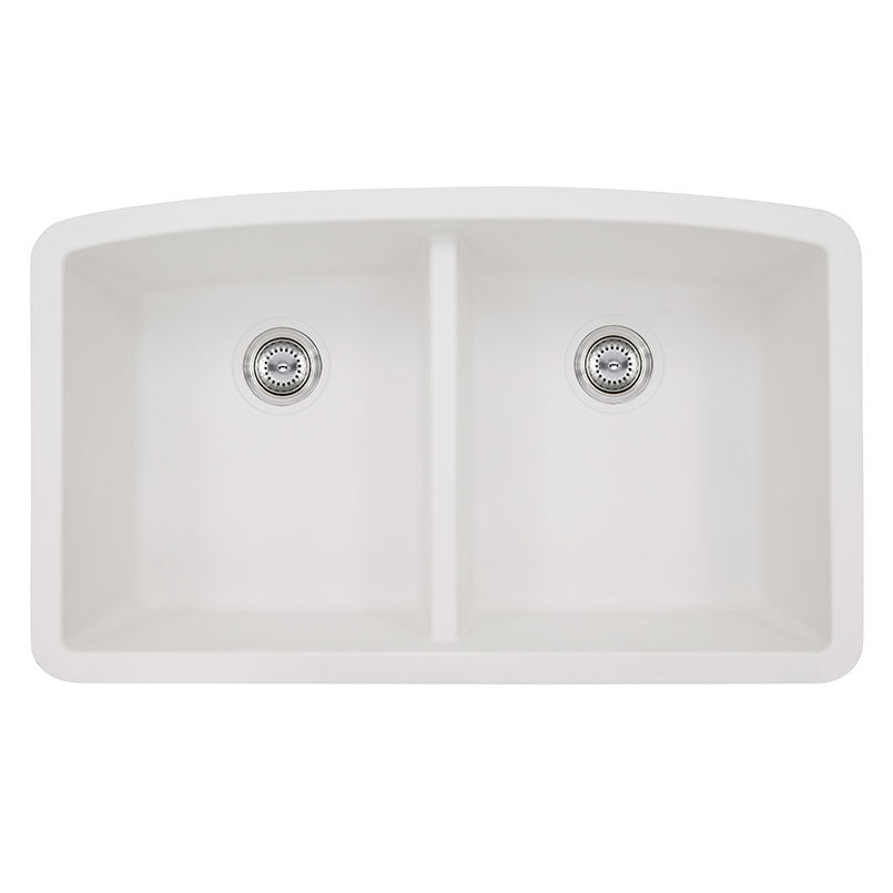 MSI white quartz doublebowl sink SIN QTZ DBLBWL 5050 3219 WHT top view