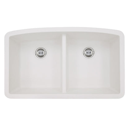 MSI white quartz doublebowl sink SIN QTZ DBLBWL 5050 3219 WHT top view