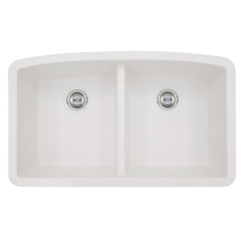 MSI white quartz doublebowl sink SIN QTZ DBLBWL 5050 3219 WHT top view