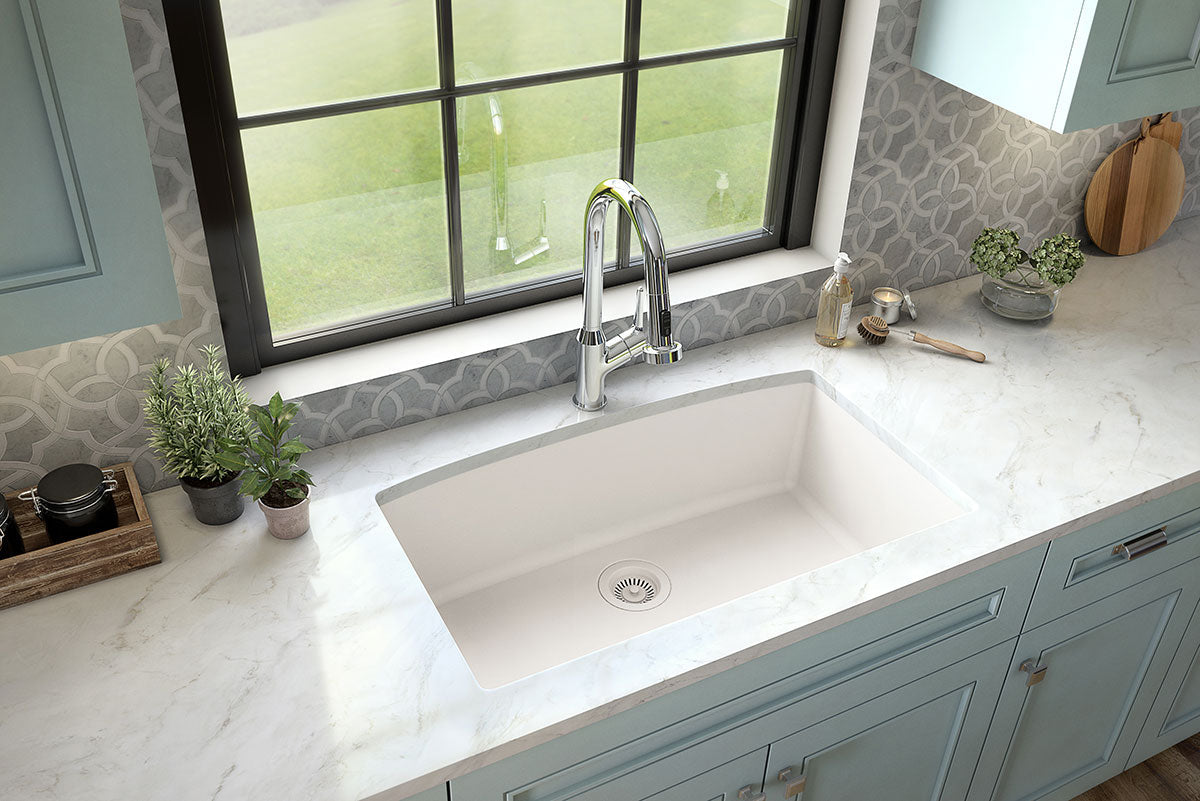 MSI white quartz singlebowl sink SIN QTZ SINBWL 3219 WHT roomscene