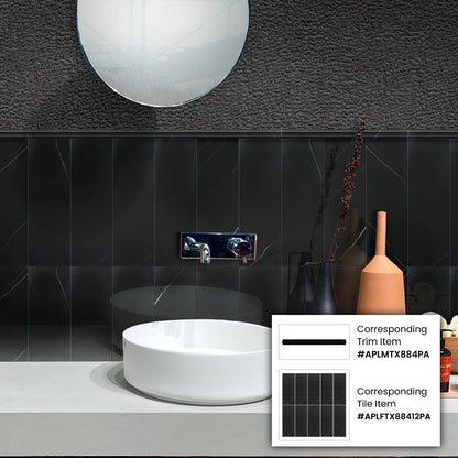 Eastern Black 0.8x12 Polished Pencil Marble Tile Trim (10 pack, 0.667 sq ft/case)