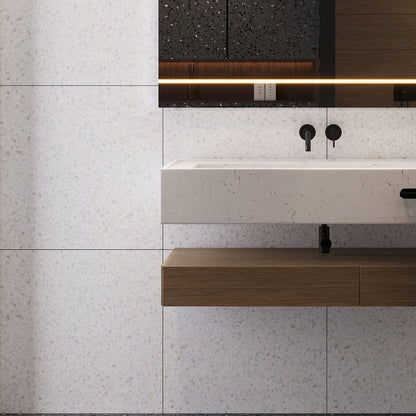 Bright White with Gray Flecks 24x24 Matte Square Porcelain Large Format Tile (4 pack, 15.93 sq ft/case)