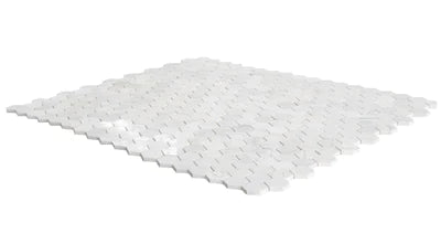 Palia White Polished Dolomite 2" Hexagons on 12" x 12" Mesh Mosaic Tile