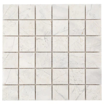 Palia White Polished Dolomite 2"x 2" on 12" x 12" Mesh Mosaic Tile