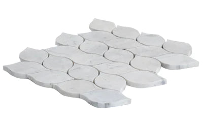 Palia White Dolomite Mosaic Tile Leaf Design on 12" x 12" Mesh - Polished