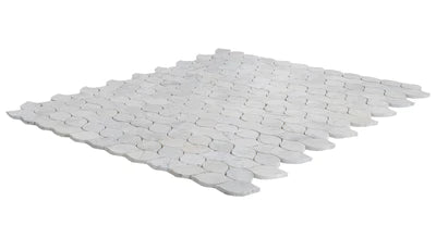 Palia White Dolomite Mosaic Tile Leaf Design on 12" x 12" Mesh - Polished