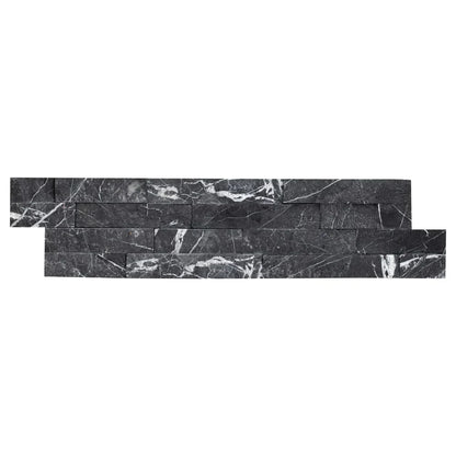 Marquina nero ledger panel 6x24 splitface marble wall tile LPNLMMARNER624 product shot top view 5