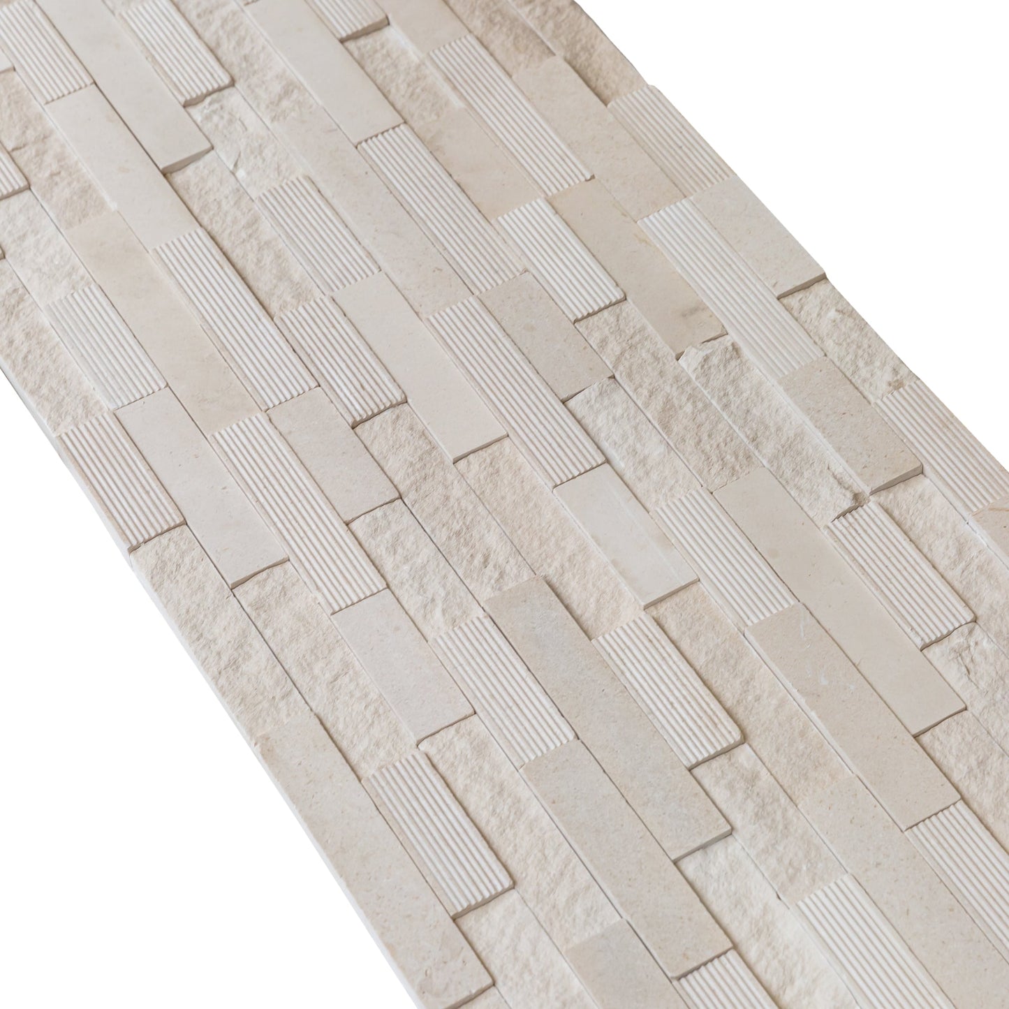 Mayra White Limestone 3D Ledger Panel 6"x24" – Multi-Surface Wall Tile, Full Truckload