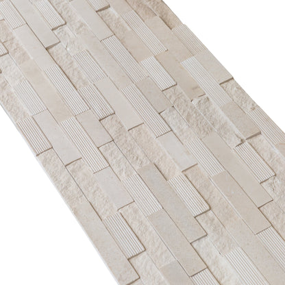 Mayra White Limestone 3D Ledger Panel 6"x24" – Multi-Surface Wall Tile, Full Truckload