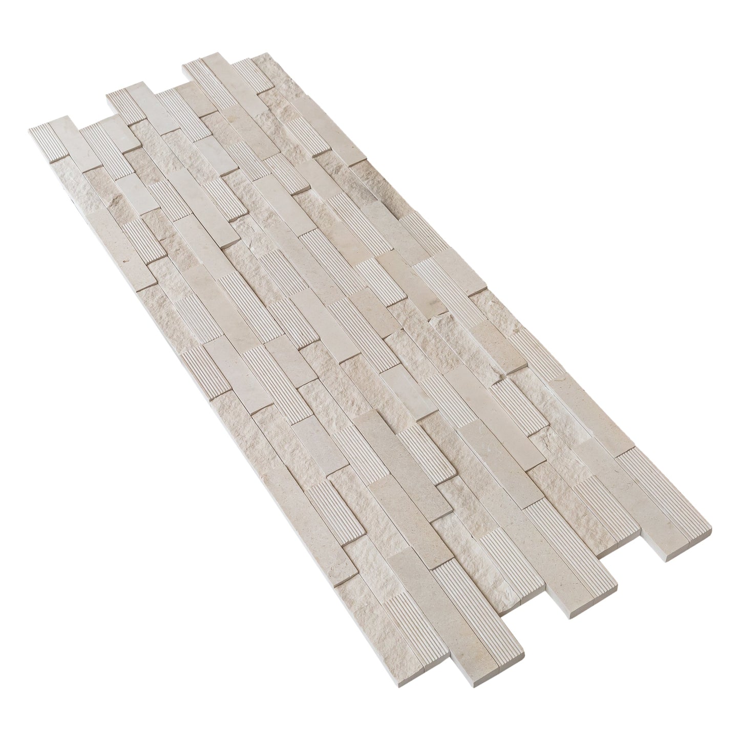 Mayra White Limestone 3D Ledger Panel 6"x24" – Multi-Surface Wall Tile, Full Truckload