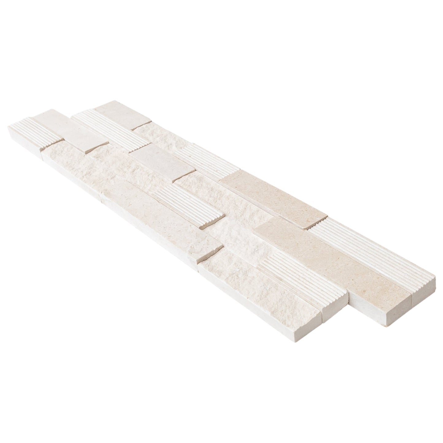 Mayra White Limestone 3D Ledger Panel 6"x24" – Multi-Surface Wall Tile, Full Truckload