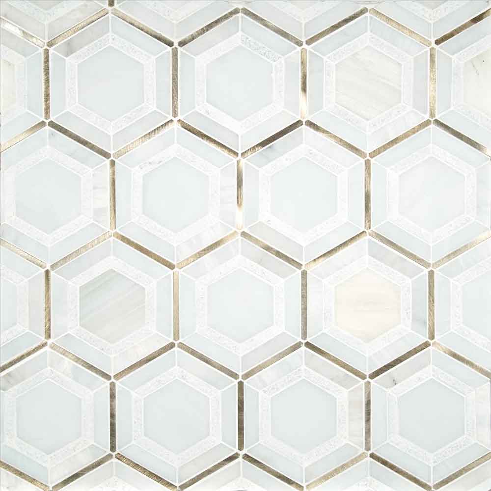 MSI Medici Gold Pattern Stone Metal Mosaic Wall and Floor Tile 10.83"x12.44"