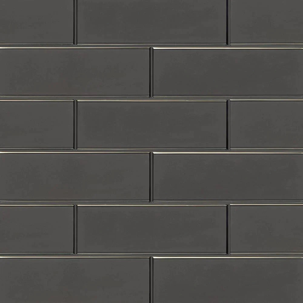 MSI Metallic Gray Bevel Glass Subway Tile 4"x12"