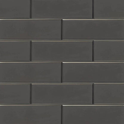 MSI Metallic Gray Bevel Glass Subway Tile 4"x12"