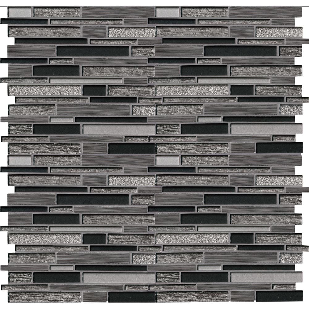 MSI Metro Gris Blend Interlocking Porcelain Glass Mosaic Tile 12"x12"