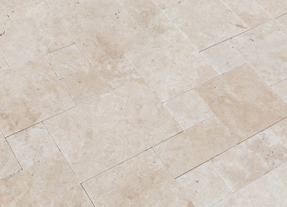 Travertine Miletos Ivory Tumbled Pattern Pavers