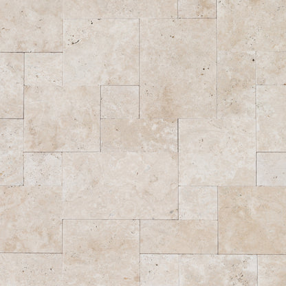 Travertine Miletos Ivory Tumbled Pattern Pavers