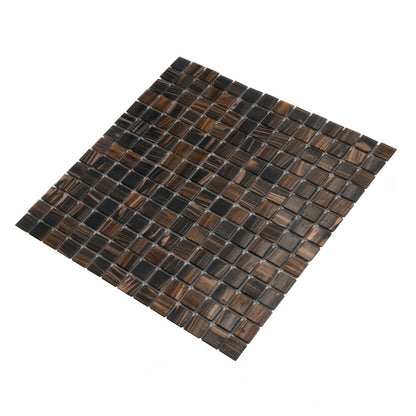 Dark Brown 12x12 Uniform Square Glossy Glass Mosaic Tile (20 pack, 20 sq ft/case)