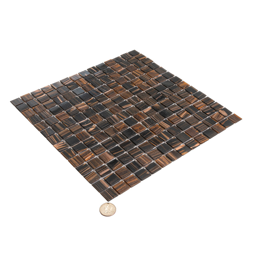 Dark Brown 12x12 Uniform Square Glossy Glass Mosaic Tile (20 pack, 20 sq ft/case)