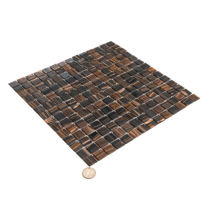 Dark Brown 12x12 Uniform Square Glossy Glass Mosaic Tile (20 pack, 20 sq ft/case)