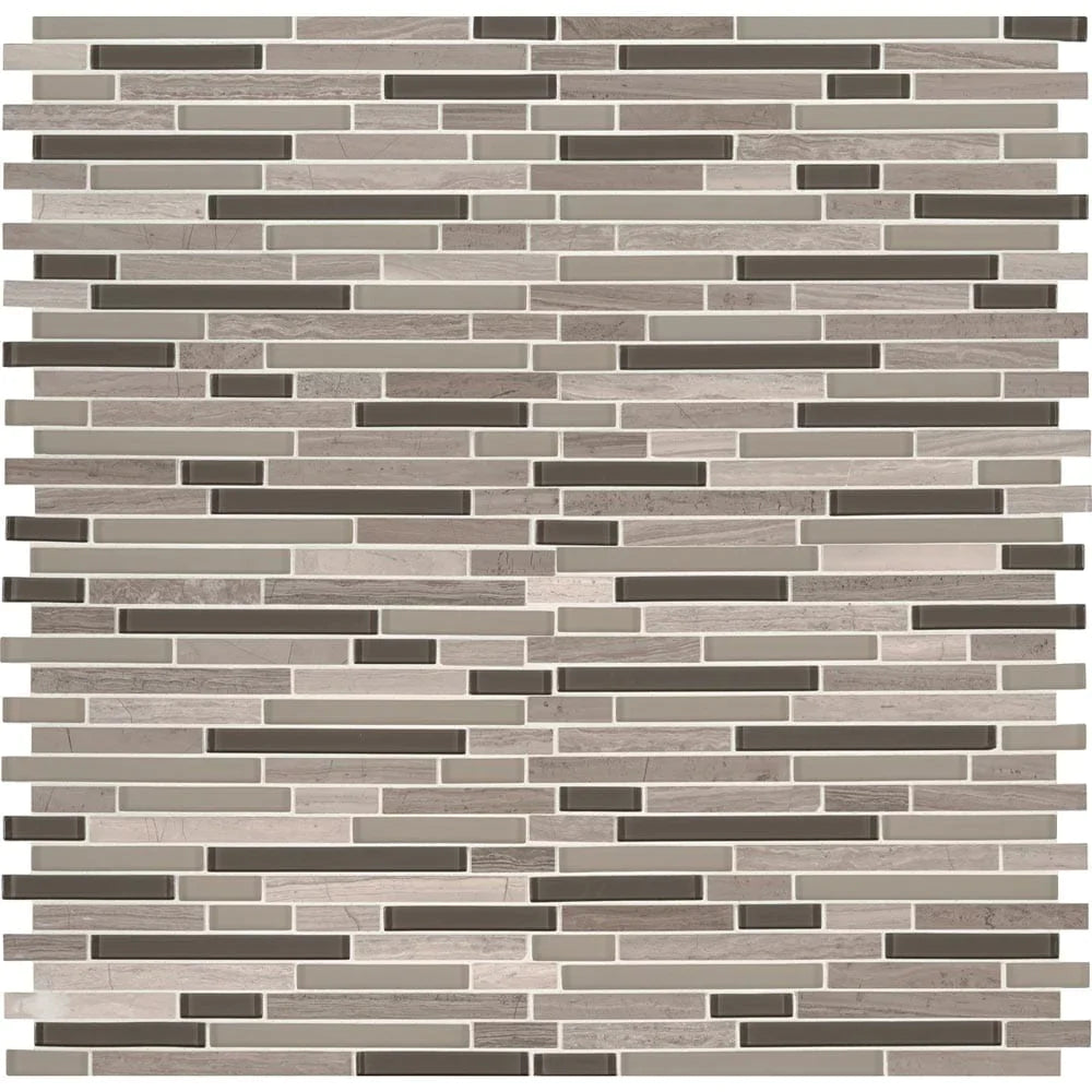 MSI Modello Grigio Interlocking Glass Stone Mosaic Tile 12"x12"