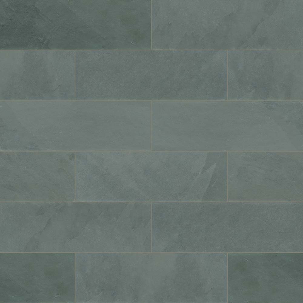 Montauk blue 4 in x 12 in gauged slate floor and wall tile SMONBLU412G product shot multiple tiles angle top view