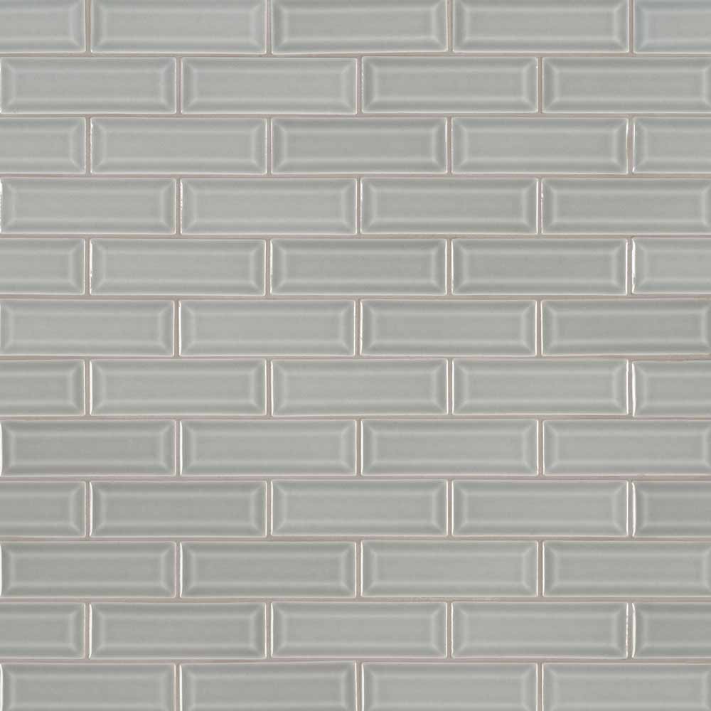 MSI Morning Fog Beveled Polished Ceramic Mosaic Wall Tile 2"x6"