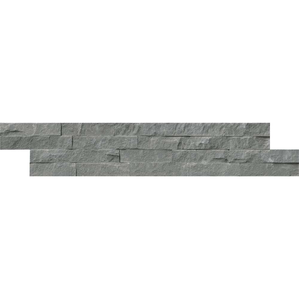 Mountain bluestone splitface ledger panel 6X24 natural sandstone wall tile LPNLDMOUBLU624 product shot multiple tiles close up view