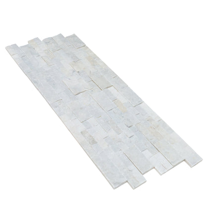 Mugla White Ledger 3D Panel 6"x24" Split-face Natural Marble Wall Tile