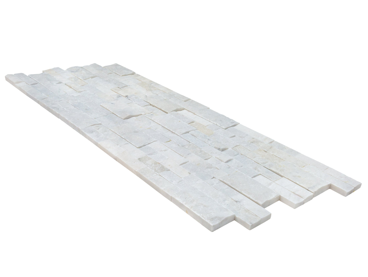 Mugla White Ledger 3D Panel 6"x24" Split-face Natural Marble Wall Tile