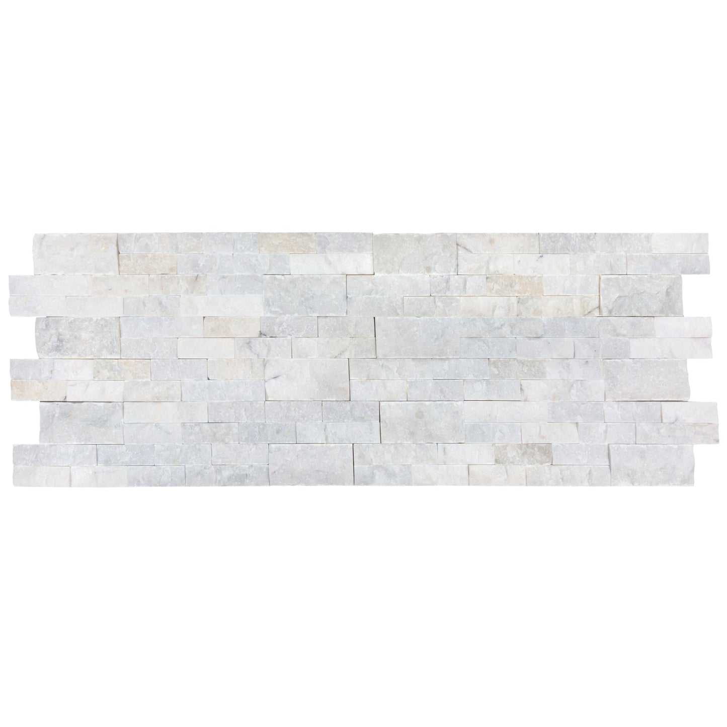 Mugla White Ledger 3D Panel 6"x24" Split-face Natural Marble Wall Tile