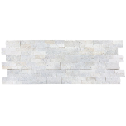 Mugla White Ledger 3D Panel 6"x24" Split-face Natural Marble Wall Tile