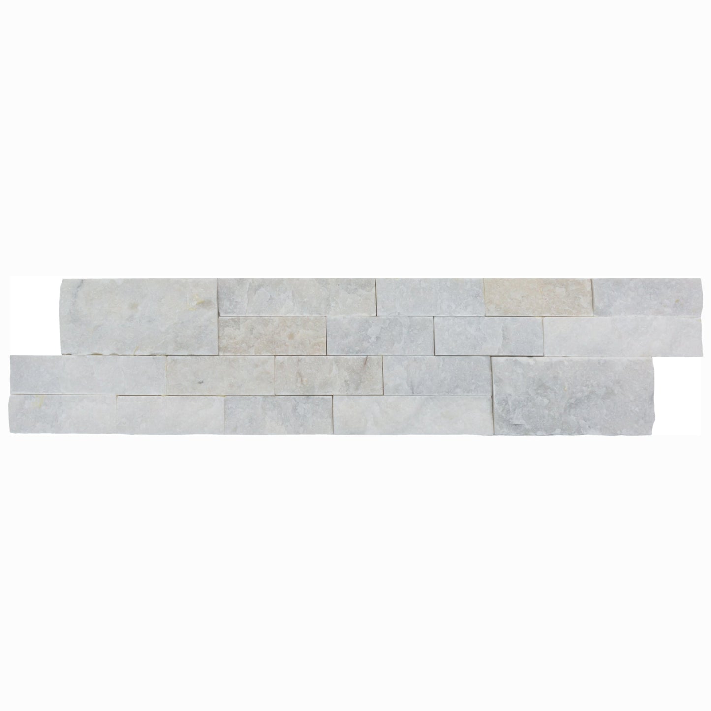 Mugla White Ledger 3D Panel 6"x24" Split-face Natural Marble Wall Tile