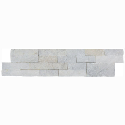 Mugla White Ledger 3D Panel 6"x24" Split-face Natural Marble Wall Tile