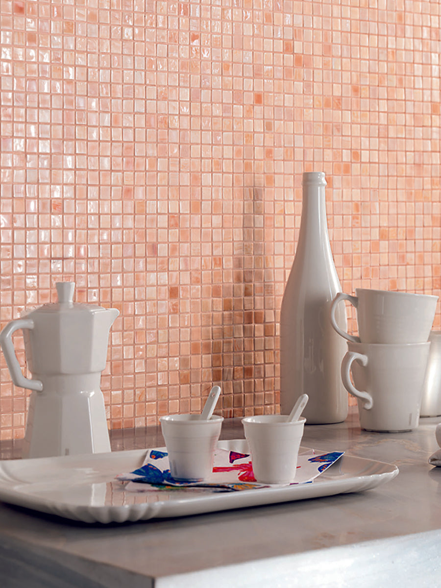 Shimmer Beige 12x12 Glossy Uniform Square Glass Mosaic Tile (20 pack, 18.69 sq ft/case) - Sample