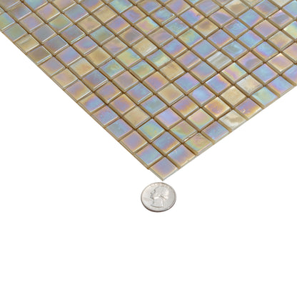 Ecru Beige 12x12 Glossy Uniform Square Glass Mosaic Tile (20 pack, 18.69 sq ft/case) - Sample