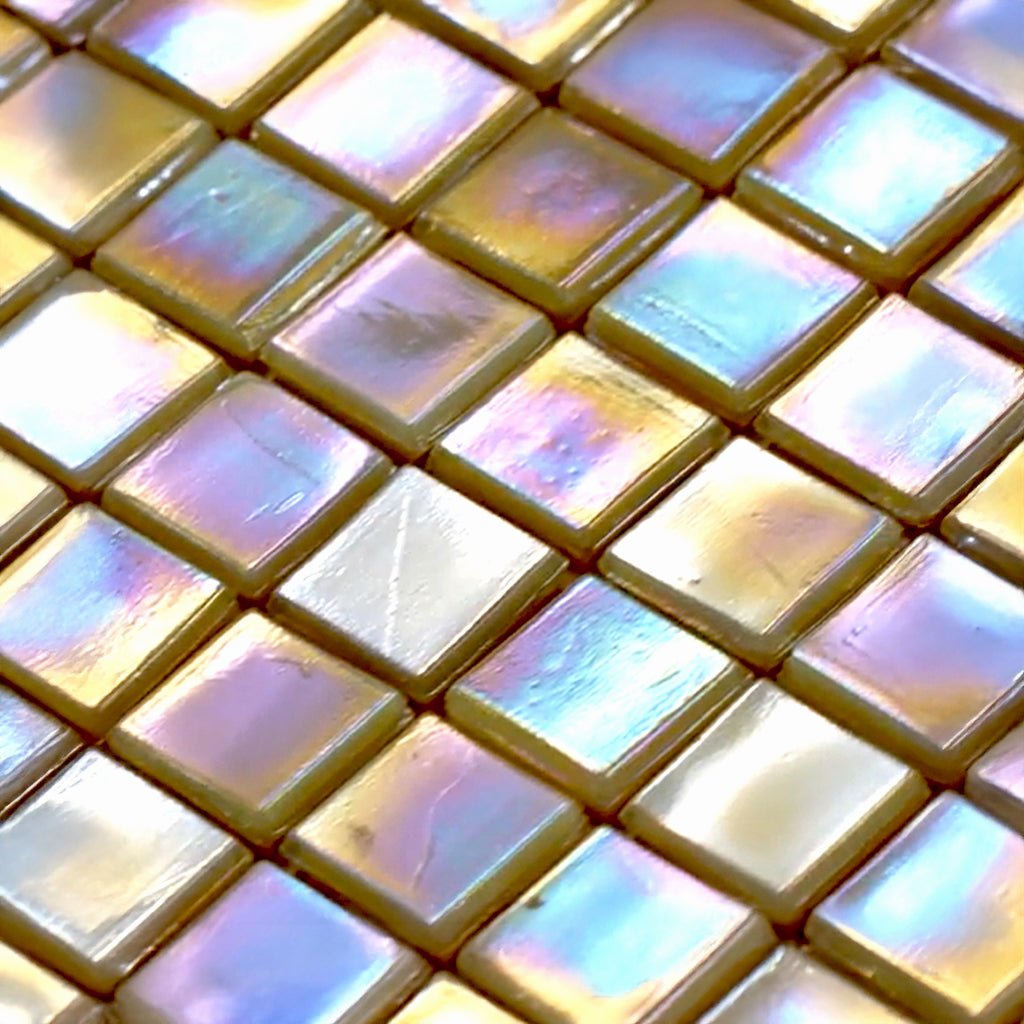 Ecru Beige 12x12 Glossy Uniform Square Glass Mosaic Tile (20 pack, 18.69 sq ft/case) - Sample